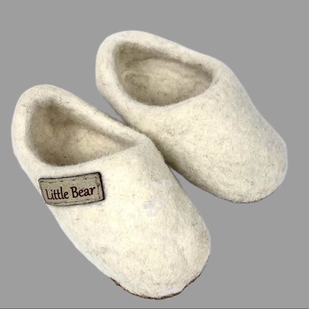 Little Bear Hand Made Shearling Infant Clog Slippers Size 6.5